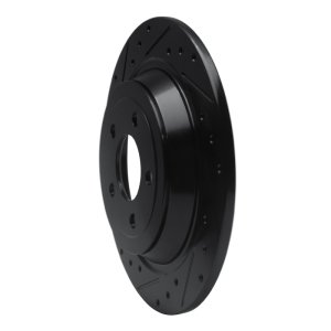 Ford Mustang Brake Rotor (1) - Rear Left - R1 Concepts - Drilled & Slotted - Black - `15-`23